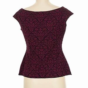 St. John Metallic Bateau Stretch Top